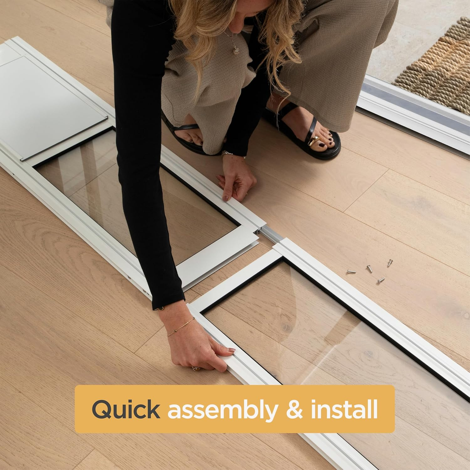 Medium White Glass Patio Pet Door image number 4