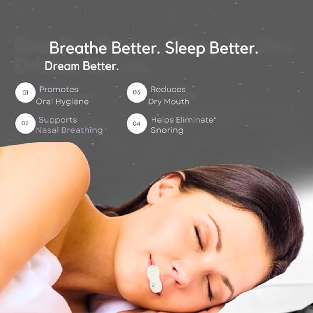 MYOSPOTS Mouth Tape for Sleeping - Hypoallergenic Lip Tape Encourages Nasal Breathing, Reduces Snoring - Travel Essentials, Easy to Apply and Remove Mouth Tape for Restful Sleep image number 2