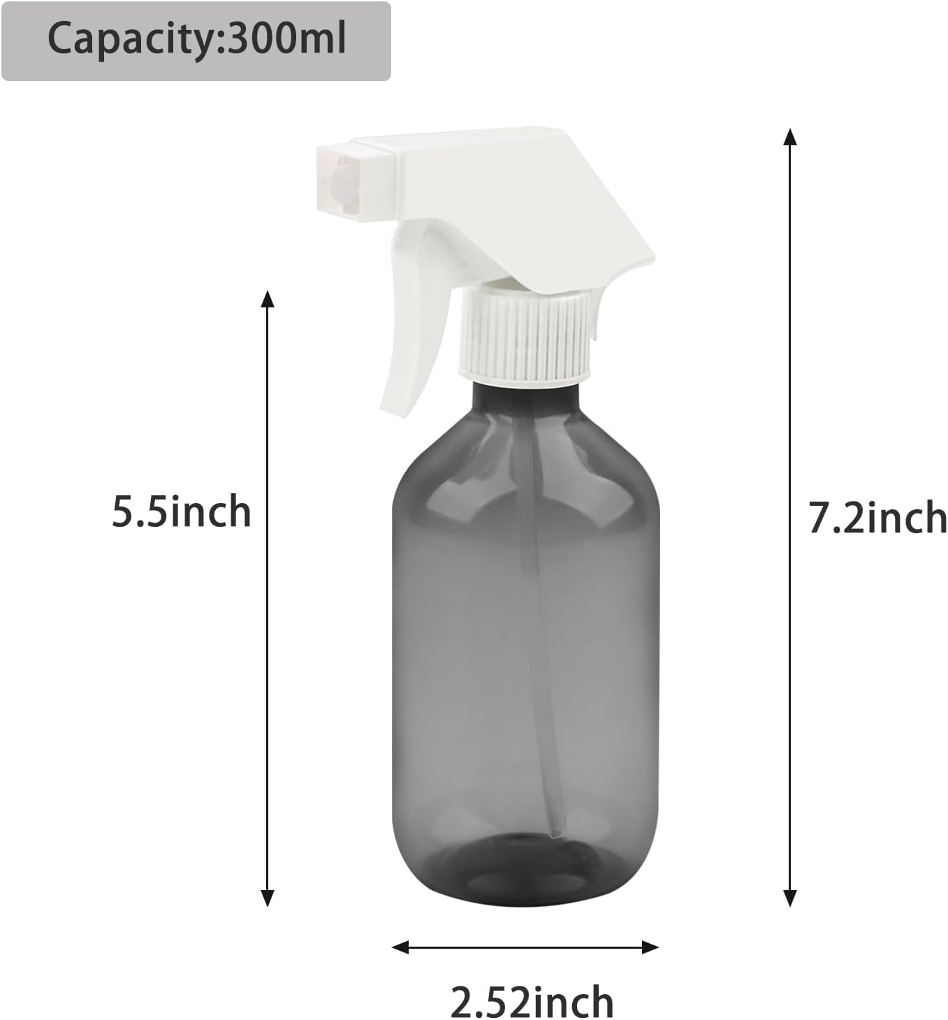 YOLCAR 300Ml Clear Black Plastic Spray Bottle - Premium Adjustable Nozzle, Ideal for Lawn & Garden, Hair Care, and Cleaning Supplies image number 2
