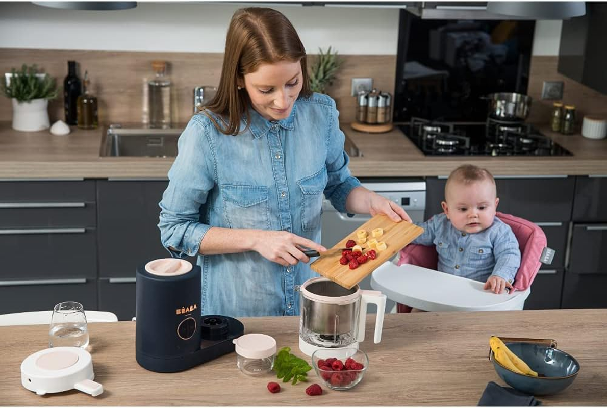 B&eacute;aba - Babycook Neo - Baby Food Maker - 4 in 1 : Food Processor, Blender and Cooker - Soft Steamer Cooking - Quick Homemade Baby Food - Glass Bowl - Stainless Steel Tub - Night Blue
