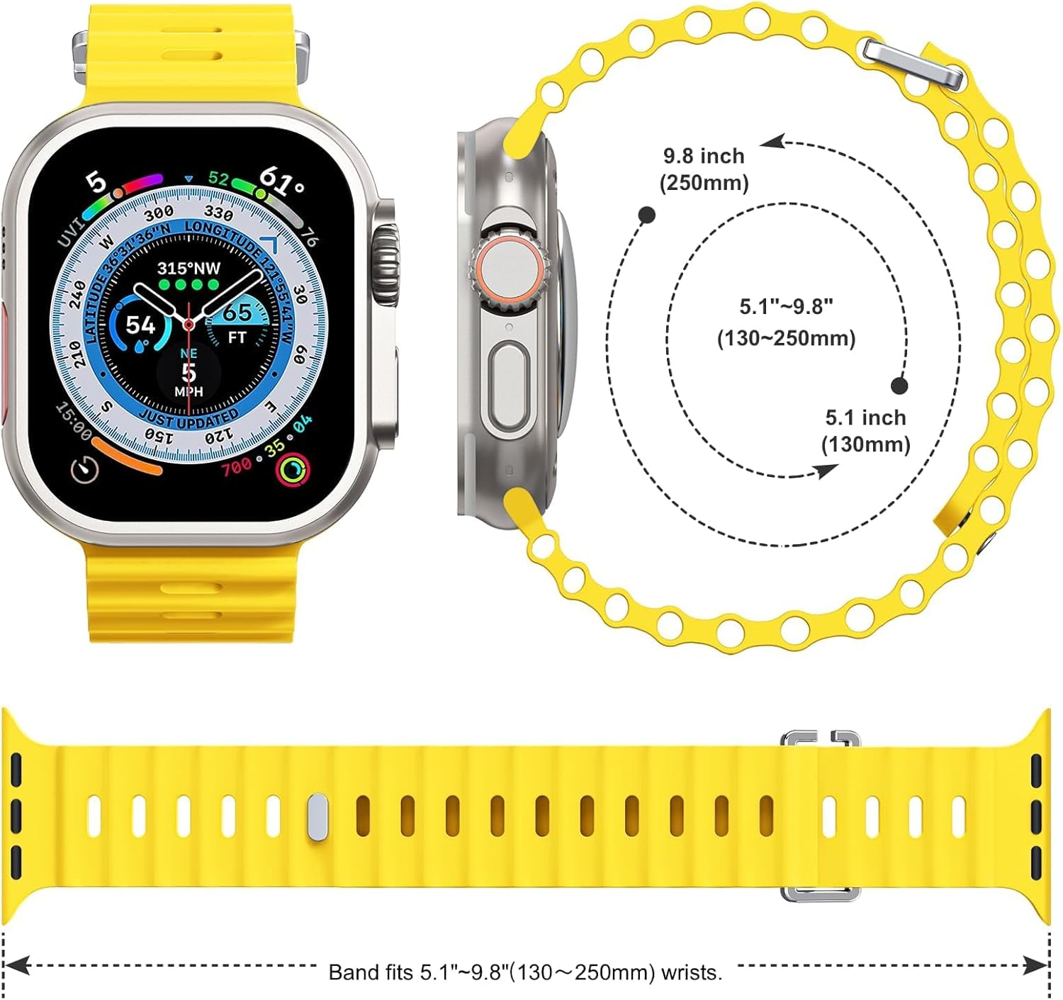 Lifenova [3 Packs] Sport Ocean Bands Compatible with Apple Watch Band 42Mm 44Mm 45Mm 49Mm for Women Men Waterproof Strap Replacement Wristbands Accessories for Iwatch Apple Watch Ultra SE Series 8/7/6/5/4/3/2/1 image number 2