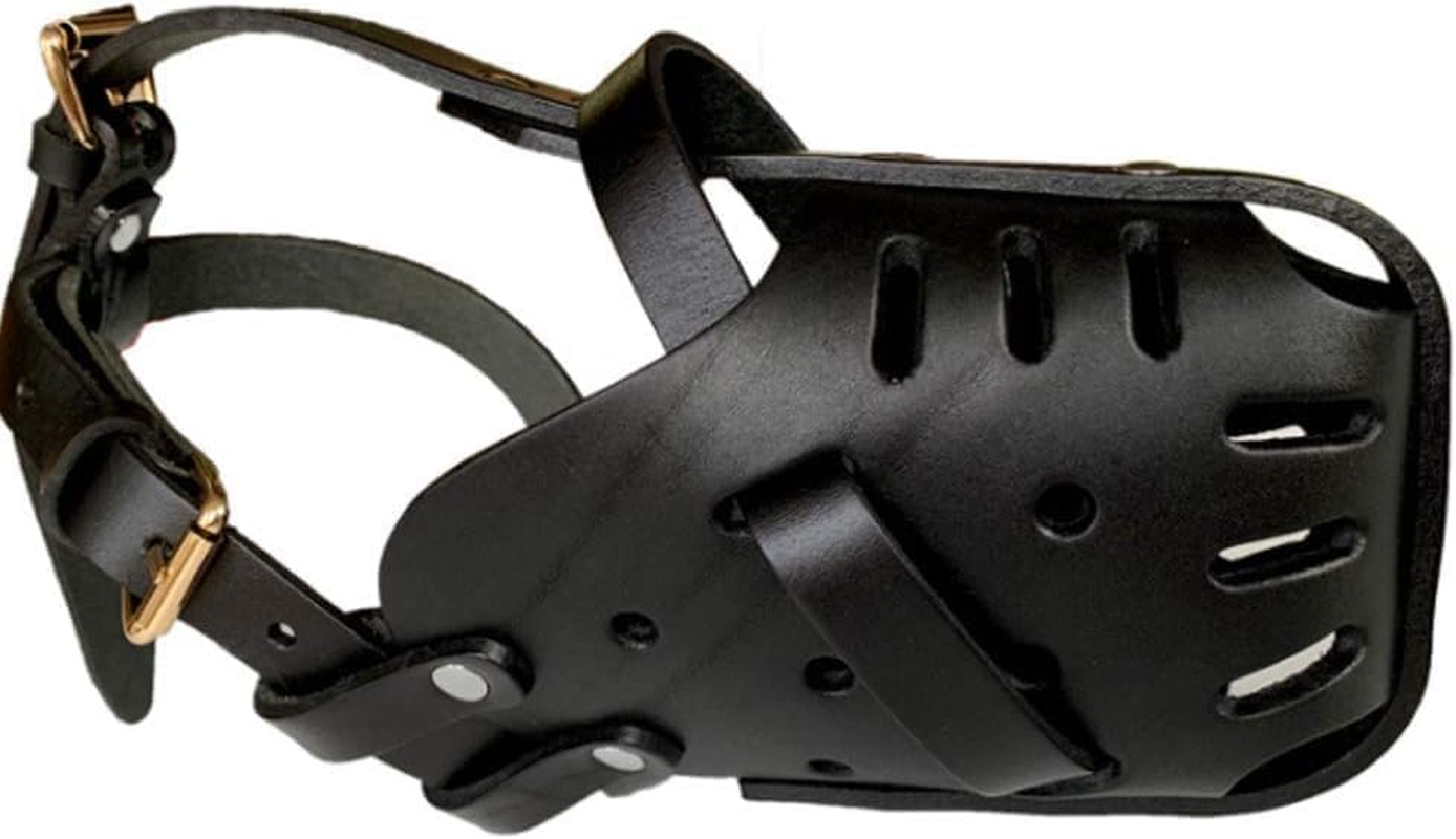 Dog Muzzle Made of Genuine Leather, Pitbull Terrier Secure Basket Dog Muzzle with Adjustable Bite Chewing Barking Training Dog Mask for Medium and Large Dogs image number 6