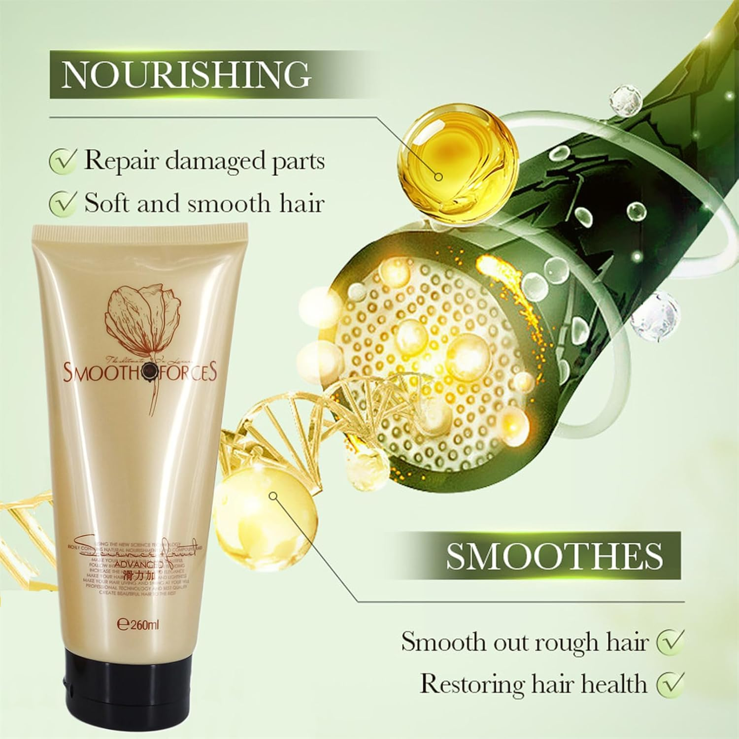 Advanced Molecular Hair Root Treatment Hair Mask,Deep Conditioning Hair Mask for Hair Ends,Smooth Forces Hair Mask,For Dry & Damaged Hair image number 5