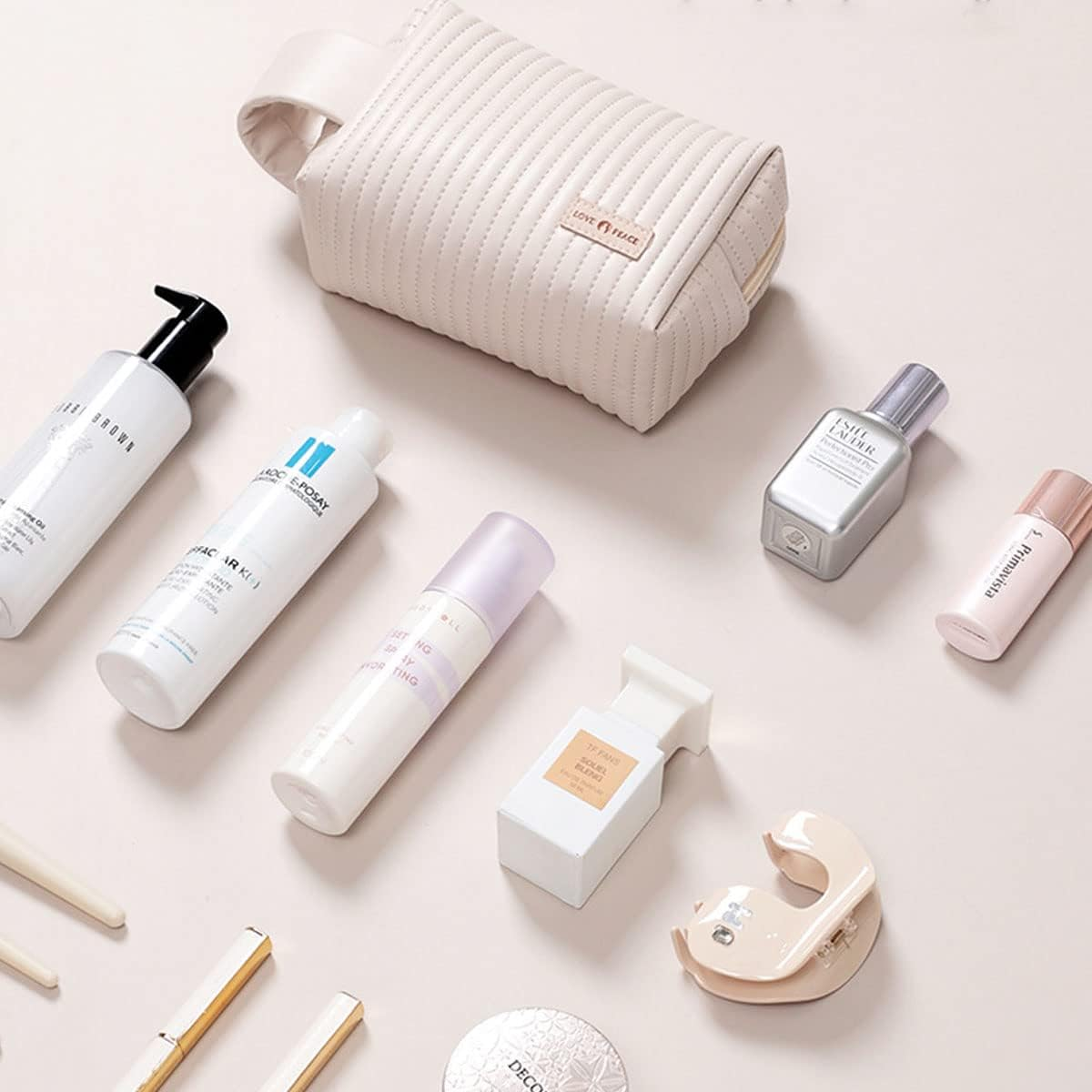 PU Cake Style Makeup Bag Large Capacity Travel Cosmetic Bag for Women Everything Cosmetic Bag Large Opening with Handle (Matcha Green)