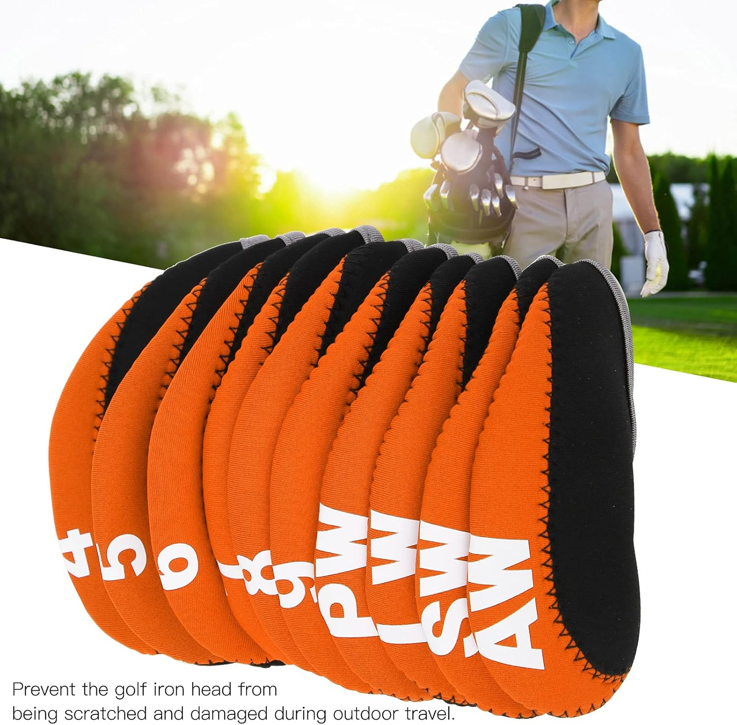 Keshow Golf Irons Club Head Covers, Convenient Easy to Distinguish Golf Ball Club with Number Identification for Golf Club for Protection image number 5