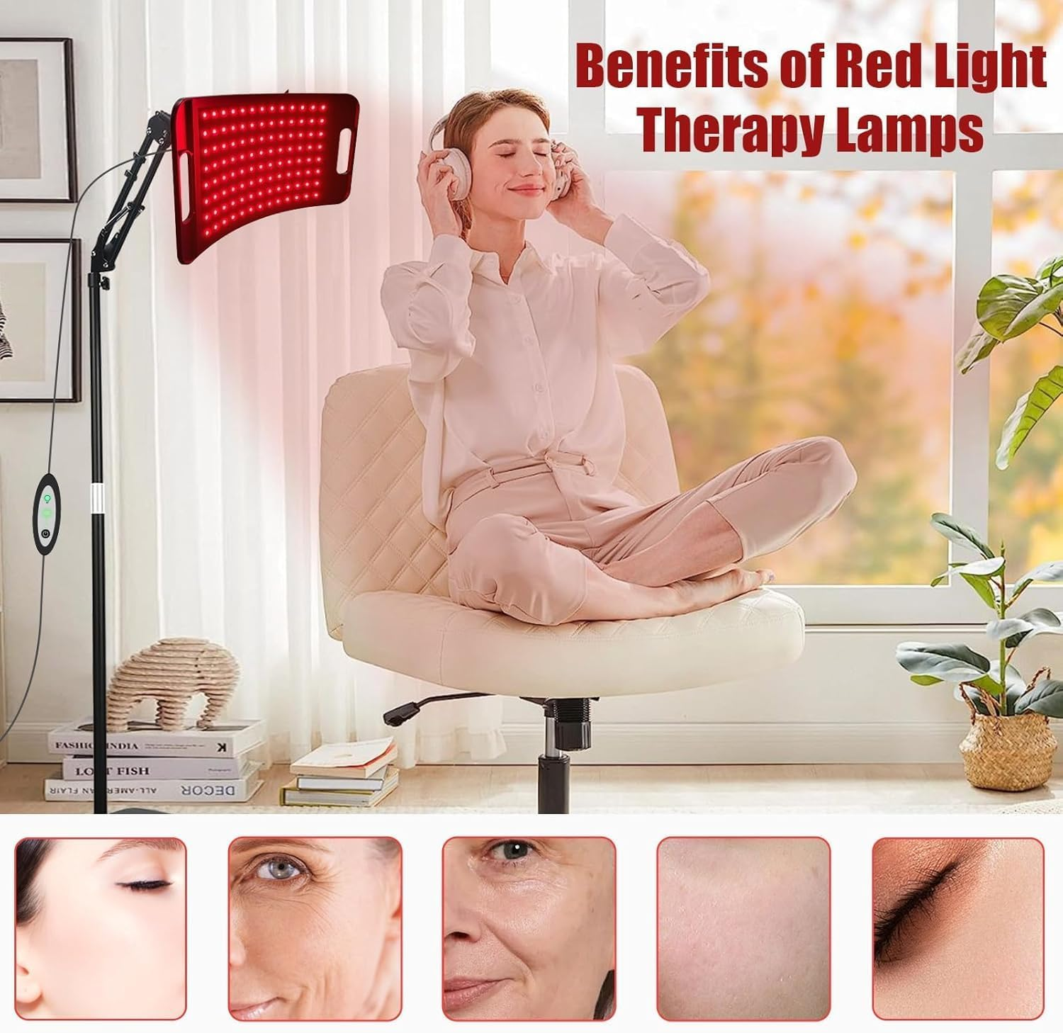 Red Light Therapy Device for Face & Body, 660Nm Red Light 850Nm near Infrared Light Therapy Lamp with Adjustable Stand, Home Use Portable Red Light Lamp for Skin & Muscle Relaxation image number 2
