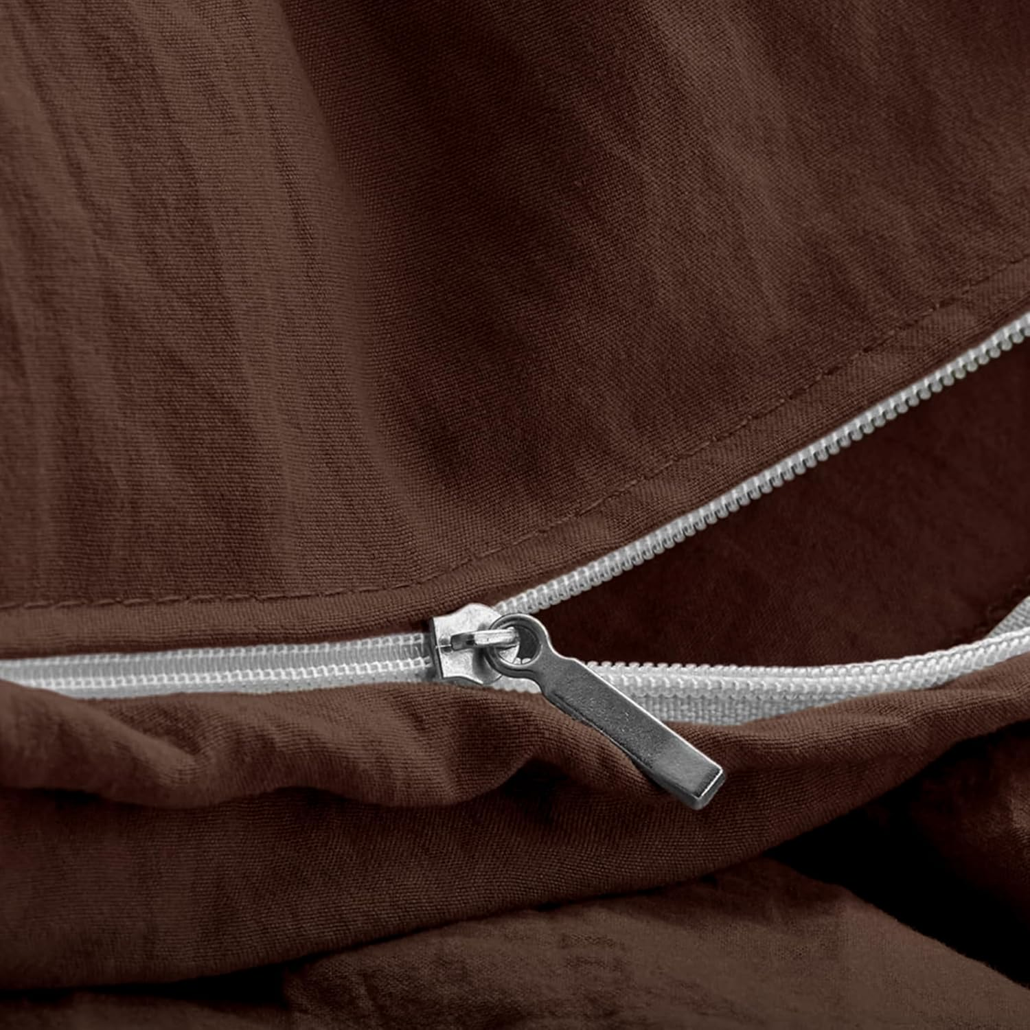 Fedali Cocoa Brown Duvet Cover Queen Size - Extra Cozy Bedding - 160 GSM Ultra Soft Duvet Cover Set with 2 Pillow Shams - 3 Pieces - Comforter Not Included image number 6