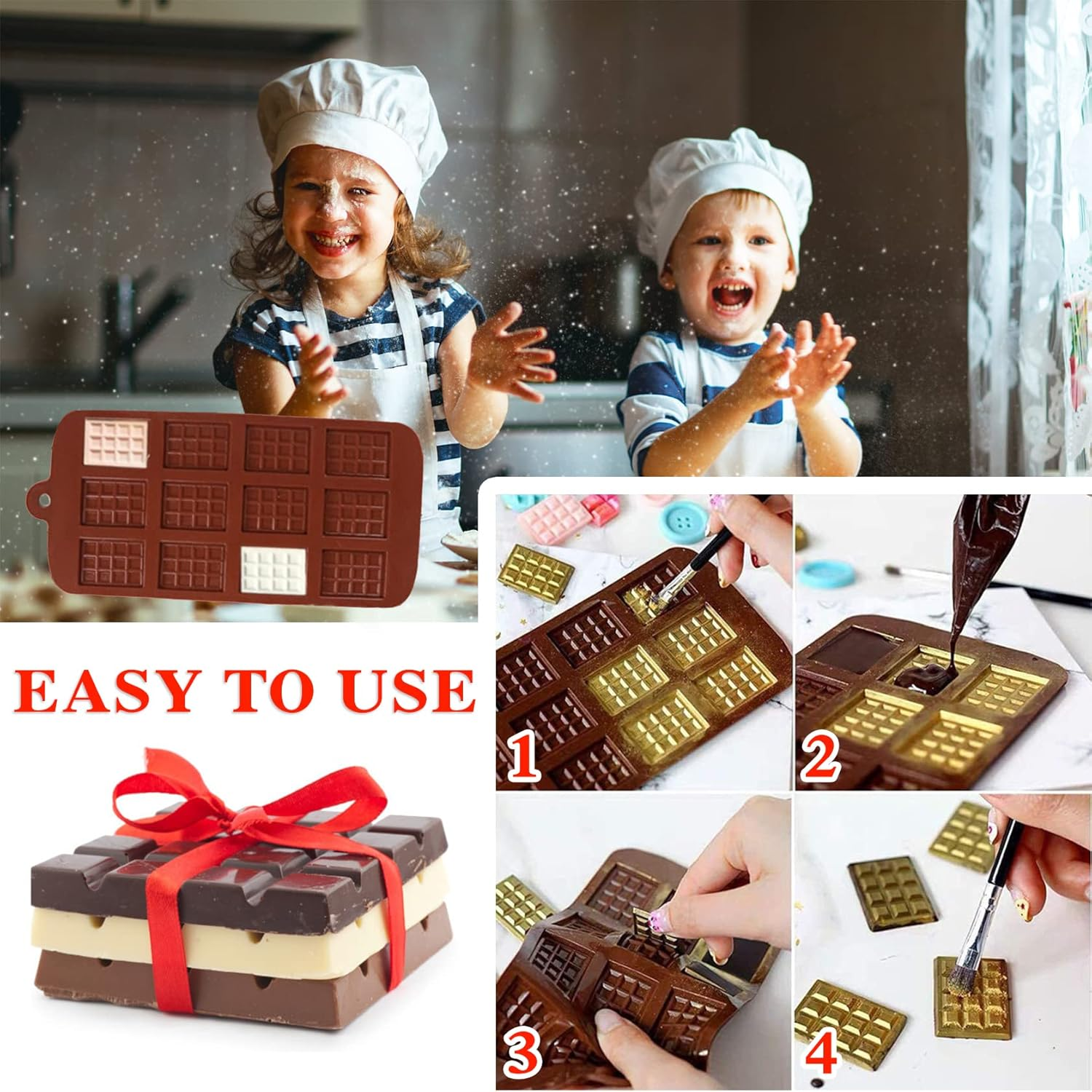 2 Pieces Silicone Square Chocolate Moulds, Non-Stick, Reusable, Multi-Purpose, Great Value Set - 2P Pink image number 6