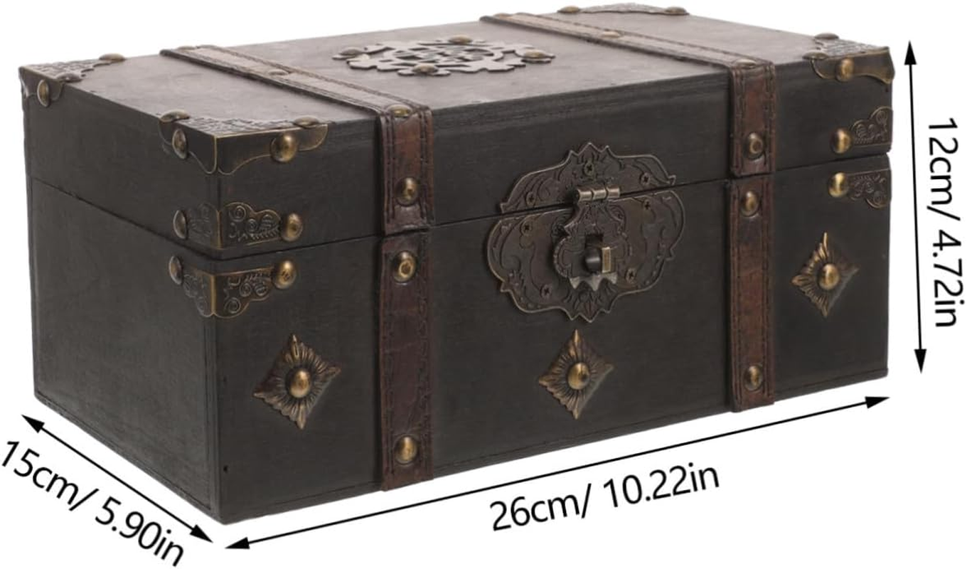 Vintage Wooden Keepsake Box Lid Small Treasure Chest for Jewelry Storage Retro Grey Wood Box 3-Digit Lock for Home D&eacute;cor and Gift Giving image number 6