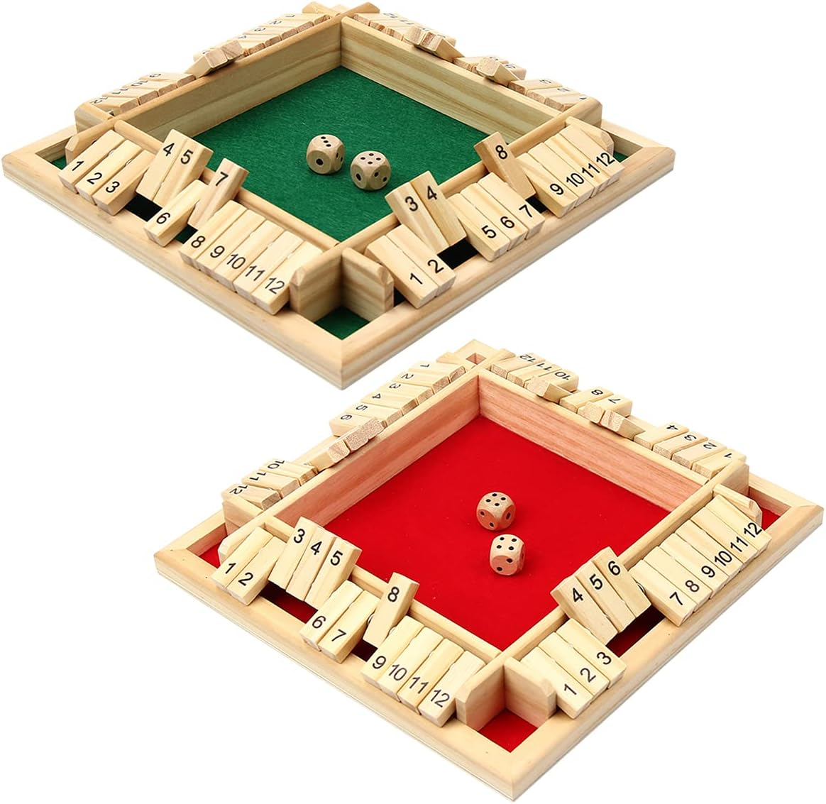 Kitchnexus 4-Player Shut the Box with 12 Numbers Wooden Table Game Classic Dice Board Toy image number 4