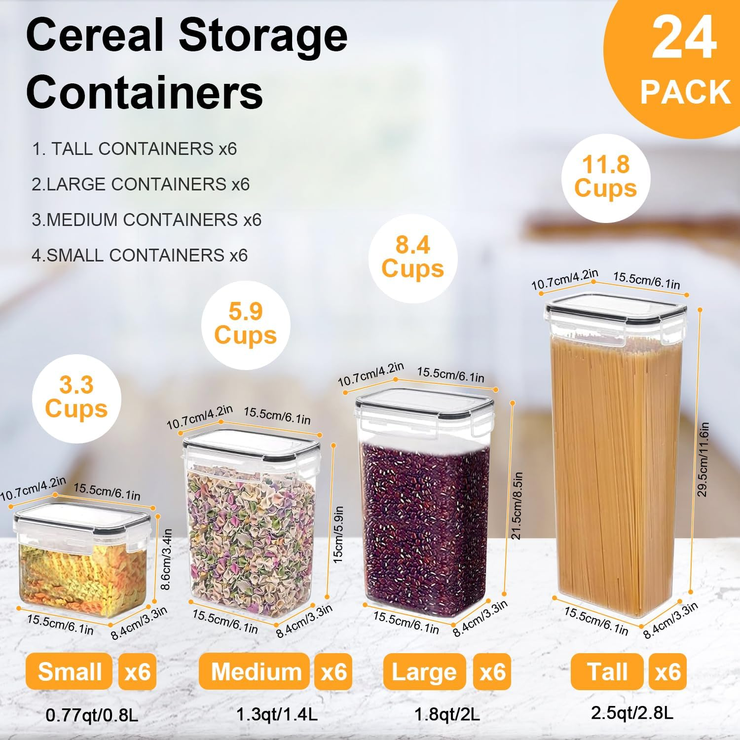 24 Pcs Airtight Food Storage Containers with Lids Clear Food Storage Containers Kitchen Pantry Organizers Storage Containers Bpa-Free Plastic Food Storage Box Food Canisters with Lids Airtight