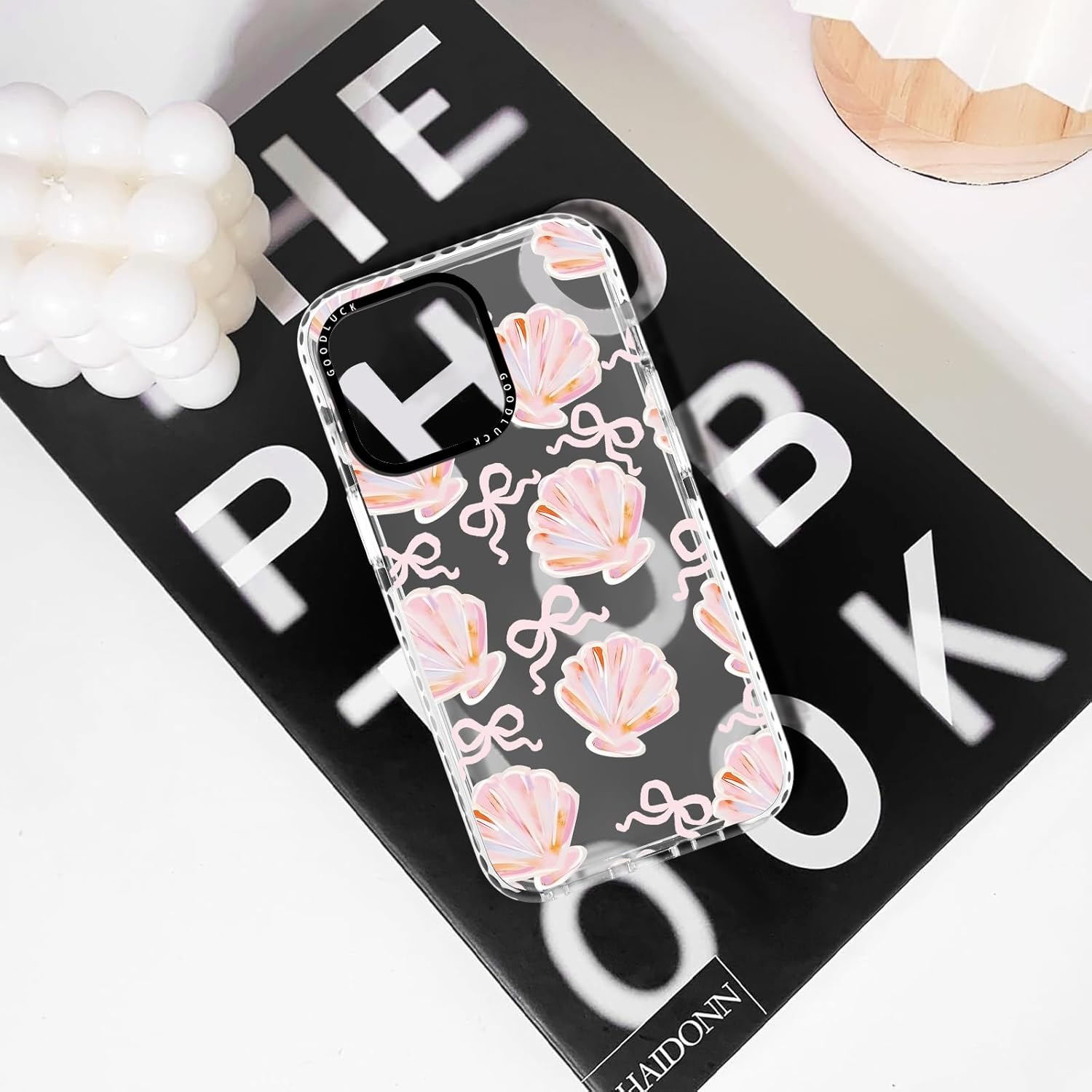 Yoedge Transparent Mobile Phone Case for Iphone 14 Pro Max Case, Aesthetic Bow Pattern, Cute Shell Design, Girls Gift, Protective Case, Silicone Hard PC Case Cover for Iphone 14Pro Max 6.7 Inches image number 3