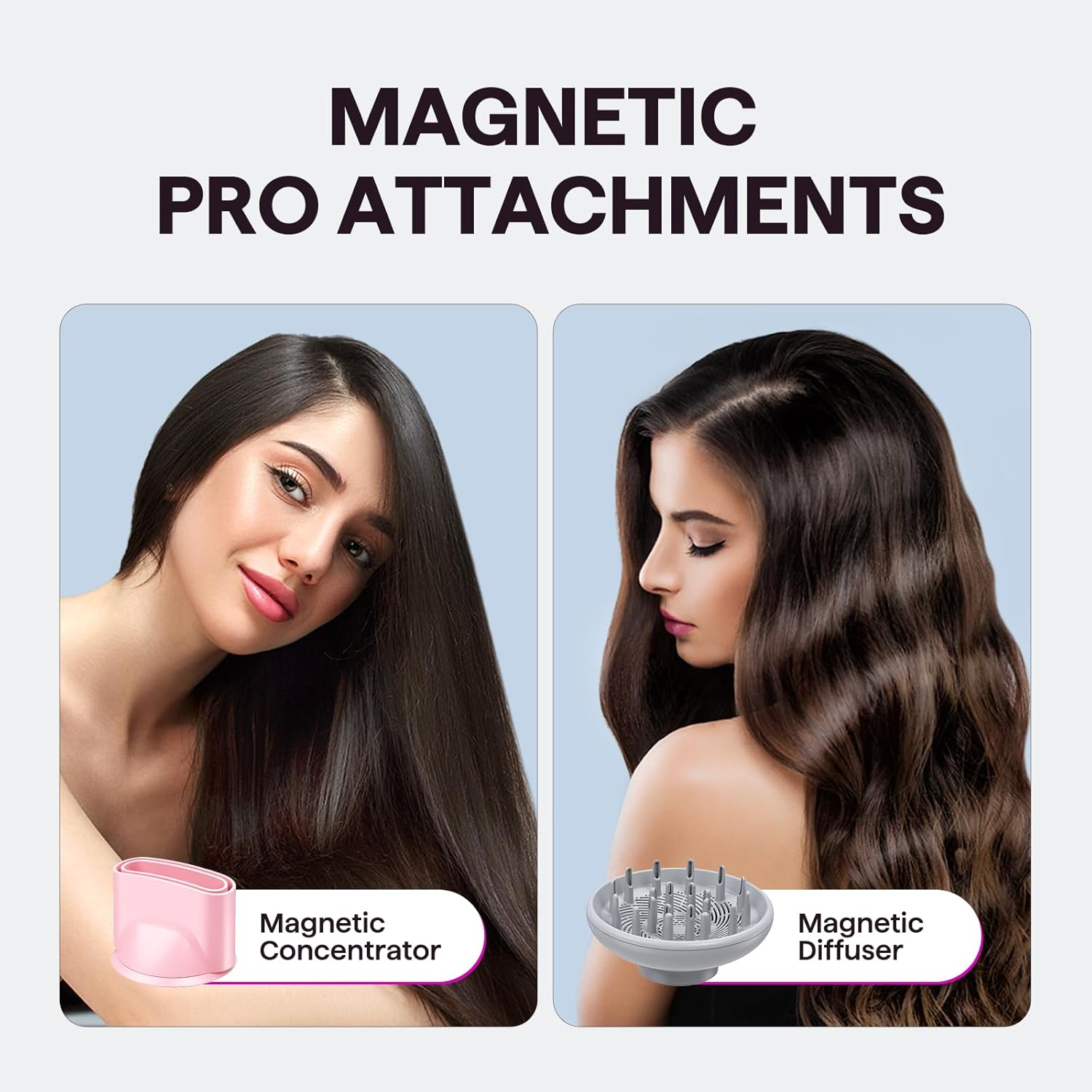 Hair Dryer, Wavytalk Turblow Pro Fast Drying Blow Dryer with Diffuser, High Speed Hair Dryer with 110,000 RPM, Pro Negative Ions to Reduce Damage & Frizz, 3 Speeds & 3 Temps, Pink image number 1