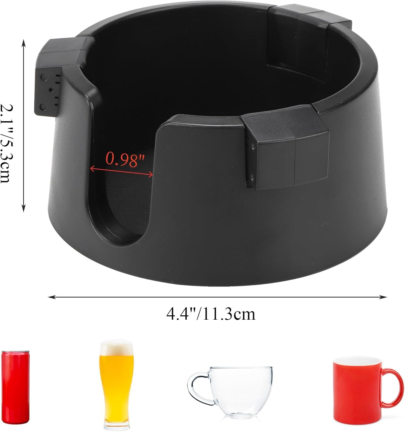 Mezchi 2 Pack anti Spill Cup Holder, Adhesive Desk Cup Holder, Adjustable Plastic Drink Holder for Desk, Non Tipping Coaster Cup Holder for Office, Home, Desktop, Table, Black image number 3