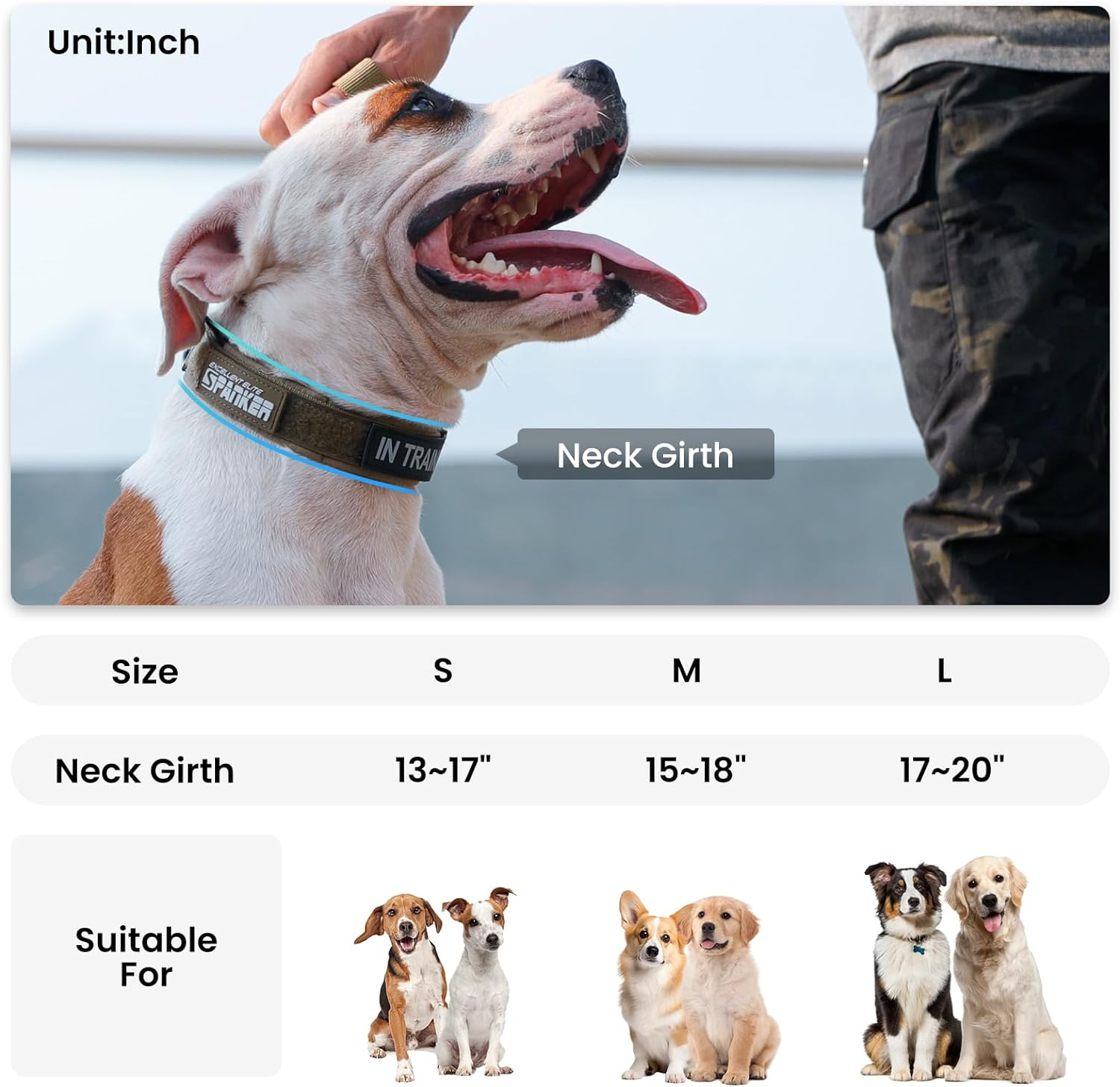 Excellent Elite Spanker Tactical Dog Collar Military Training Nylon Adjustable Dog Collar for Large Medium Small Dog(Coyote Brown-S) image number 1