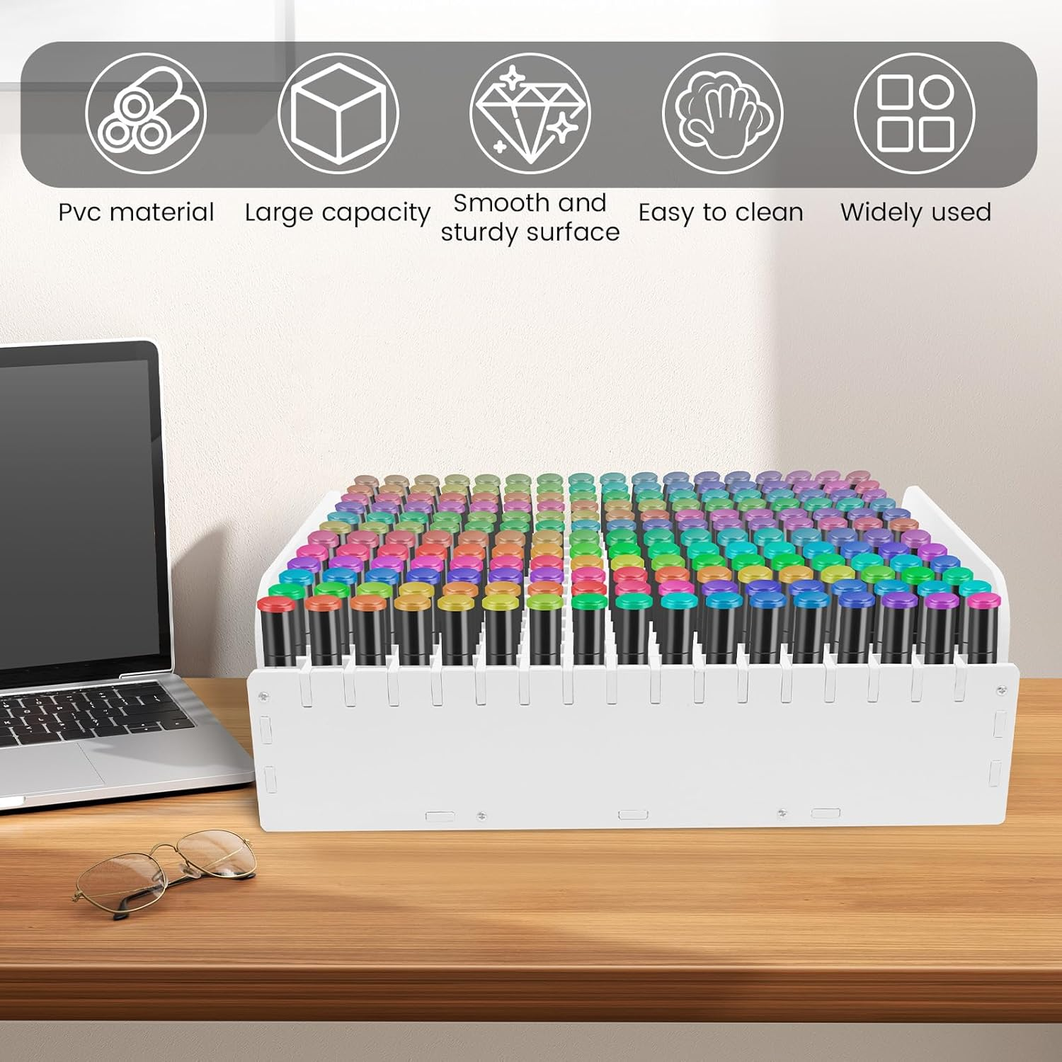 Marker Organizer,204 Holes Marker Storage Organizer,Compact Marker Pen Organizer Holder,Colored Pencils Rack,Craft Art Supply Storage for Home,Classroom,Office image number 2