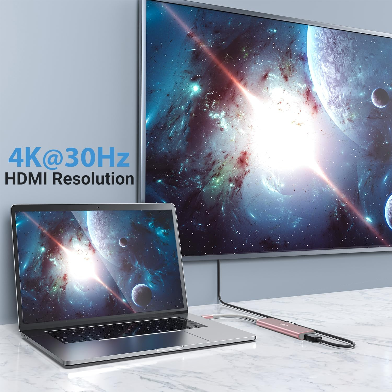 JESWO USB C Hub,Usb C Adapter, 7 in 1 Multiport Adapter with USB C to HDMI 4K, USB 3.0 USB-A Port, 100W PD, SD/TF Card Reader, USB C Dock for Thunderbolt 3 Macbook Pro/Air, Ipad Pro, Type C Laptop image number 4