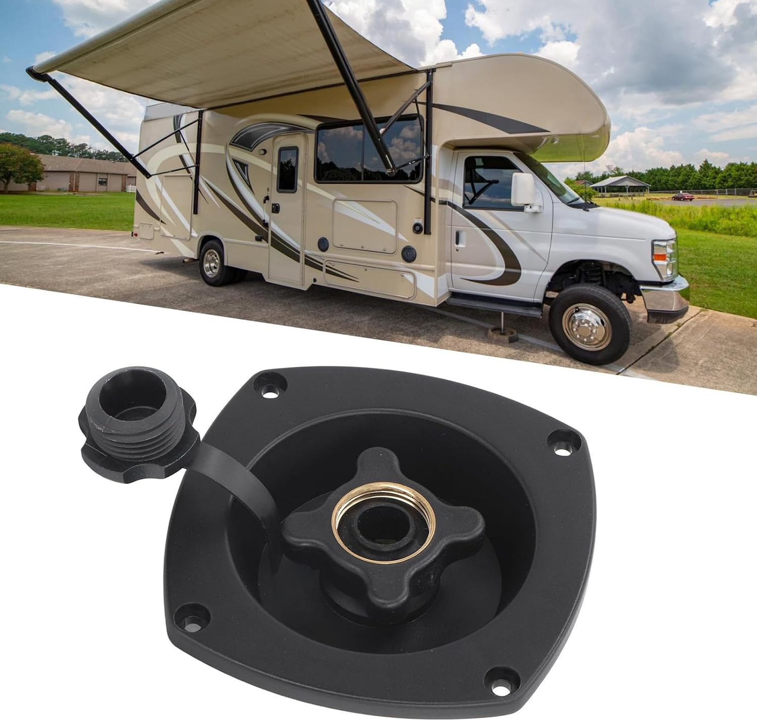 RV City Water Inlet, Wall Mounted Filler Pressure Regulator RV Water Connection Inlet with Dust Plug, RV Water Inlet for Marine Motorhome Trailer (Black)