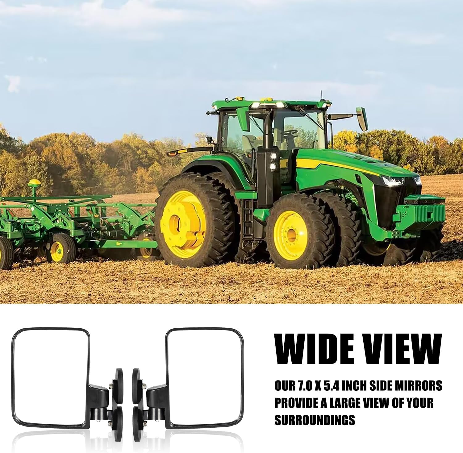 RANSOTO Tractor Side Mirrors, Strong Magnetic Mirror for Tractors, Forklifts, Small Dozers, Lawn Mower Compatible with John Deere, Kubota, Toyota image number 2