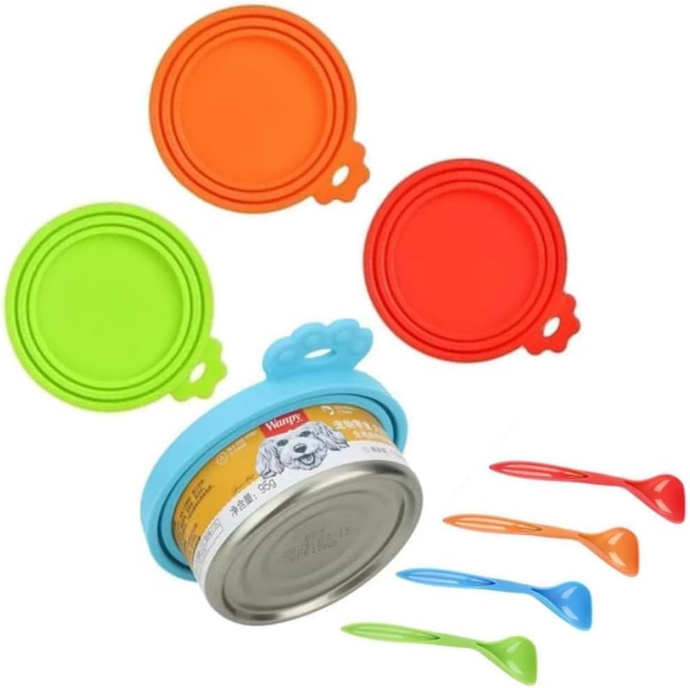 Silicone Pet Food Can Cover 4 / Set Silicone Can Cover 1 Pack 3 Standard Size General Purpose Cat and Dog Food Can Cover Dishwasher Safe image number 2