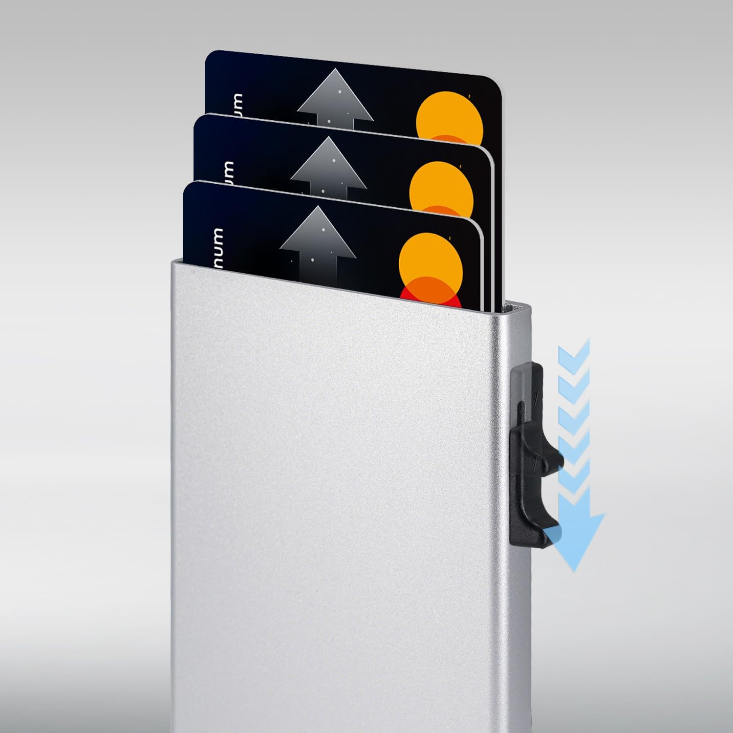 Aijohnny Magnetic Wallet Compatible with Magsafe, Durable Protective Aluminum RFID - Blocking Pop-Up 8 Card Holder for Men and Women, Compatible with Iphone 16/15/14/13/12 Series (Silver) - Silver image number 2