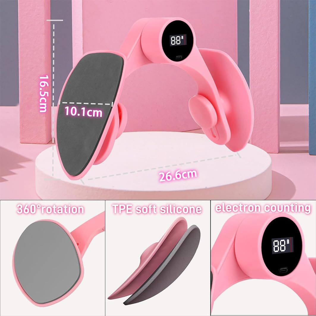 Betterlifewj Butt Trainer. with Counter. Thigh Trainer. Pelvic Floor Muscle Trainer with Figure-8 Resistance Band for Buttocks and Legs, Body Shaping Exercise. (Pink) image number 1