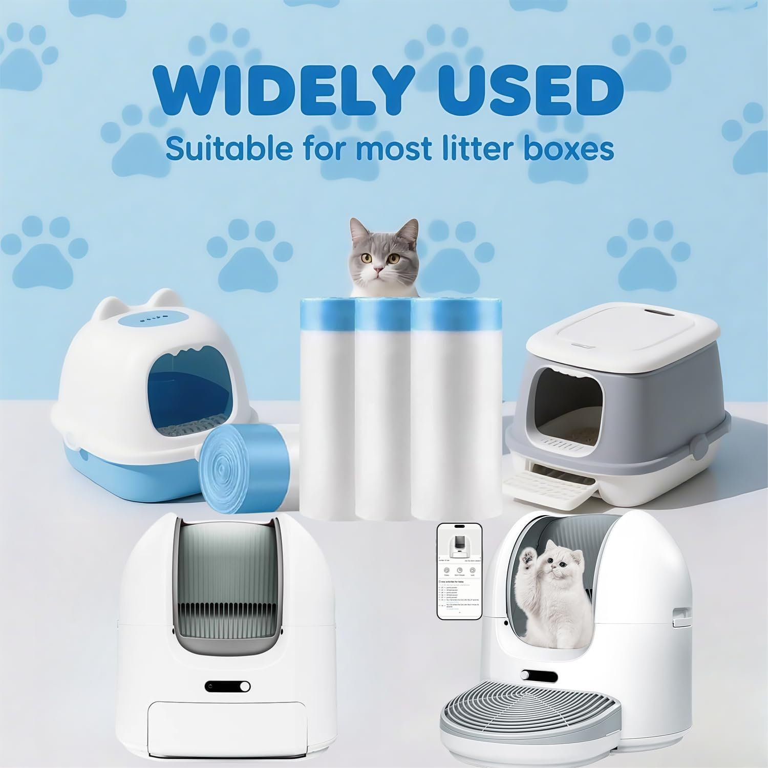 60 Count Extra Large Cat Litter Box Liners, 10L 8KG Capacity Cat Litter Waste Receptacles Bags for Cleanpethome Self Cleaning Litter Box (66 * 40Cm) image number 4