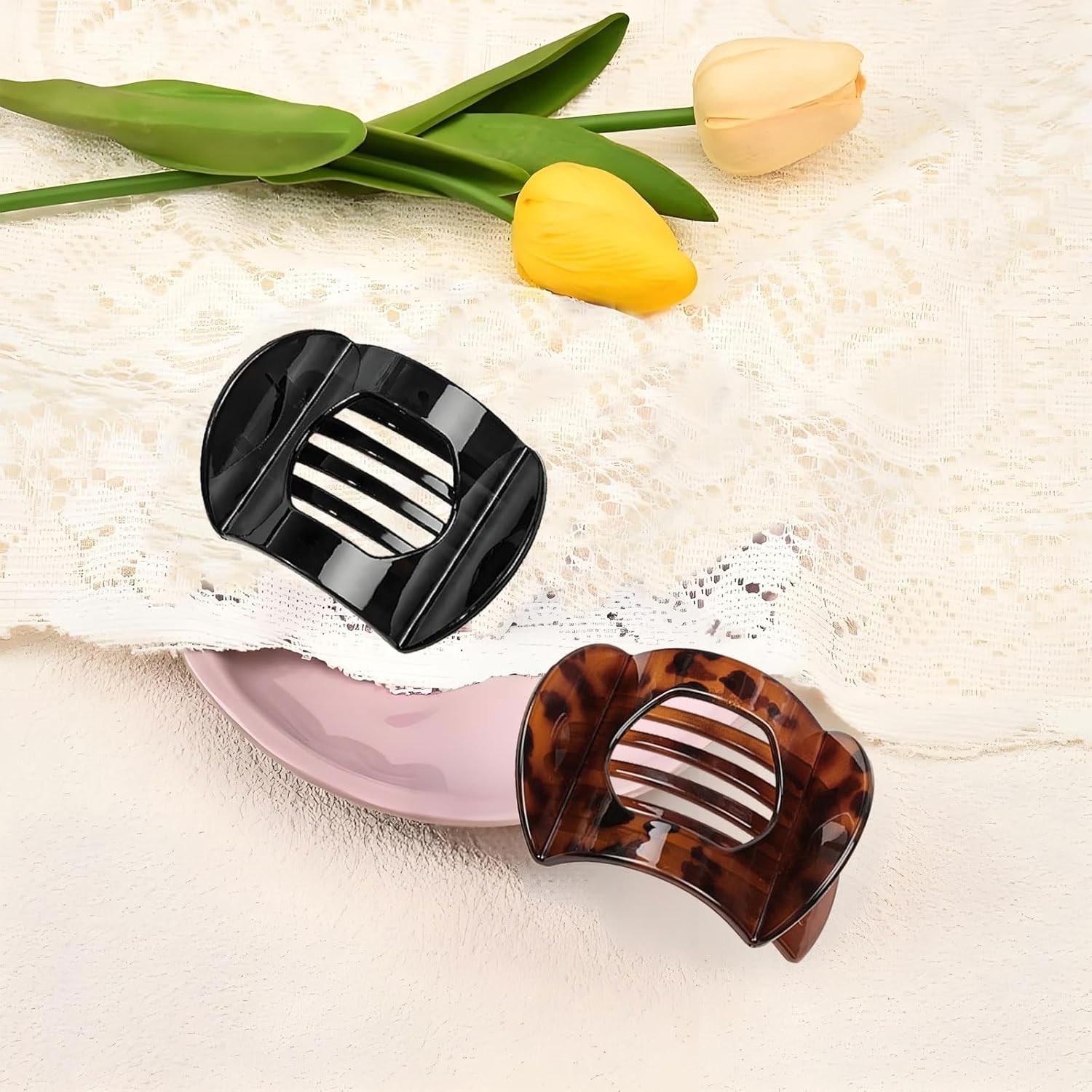 MYTOAU 2 PCS Claw Clips Flat Hair Clips for Women Large Hair Clips Flat Claw Clips for Women Duckbill Hair Clips Cute Hair Accessories for Women Girls for Styling Thick Thin Hair Barrettes Pins image number 5