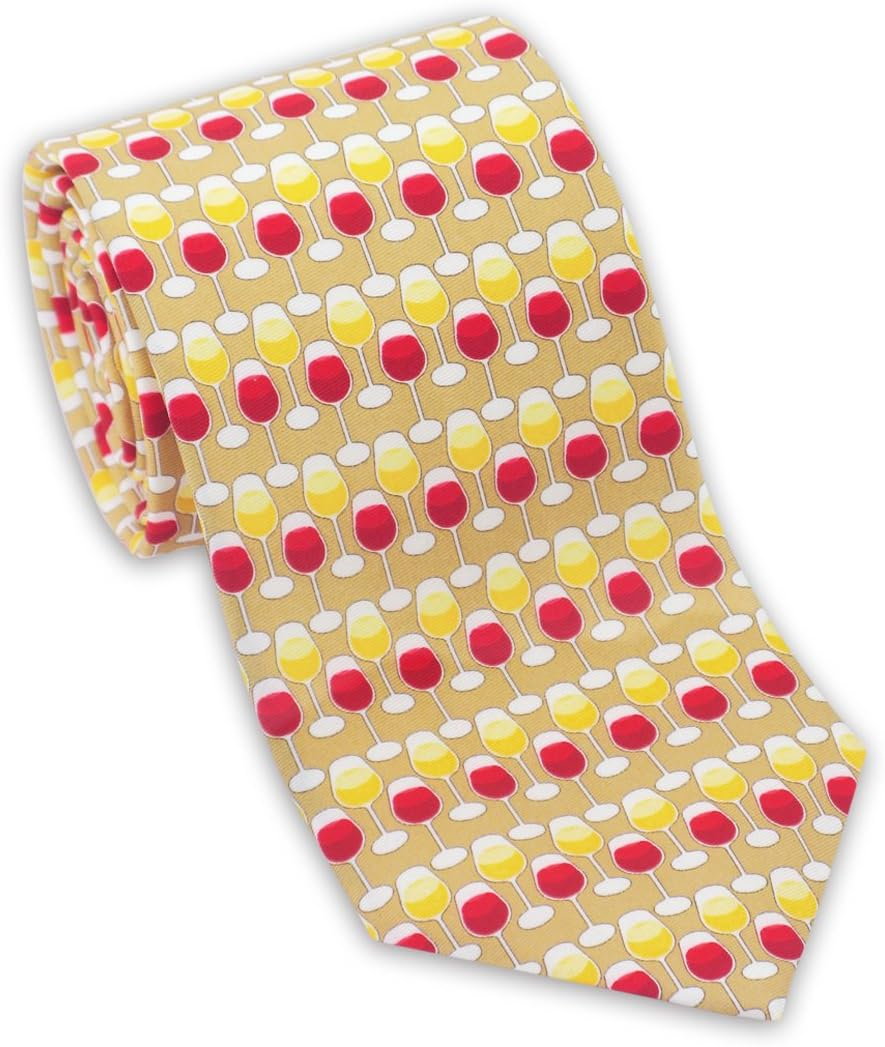 Josh Bach Mens Wine Glasses Silk Necktie, Made in USA image number 1