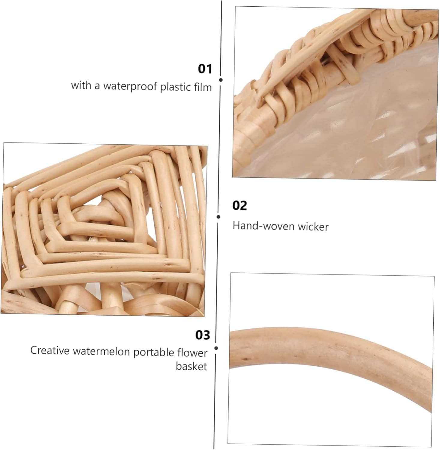 Handwoven Rattan Basket - Vintage Style Woven Picnic Basket with Handle, Small Flower Girl Basket for Floral Arrangements, Fruits, Bread Storage & Outdoor Gatherings