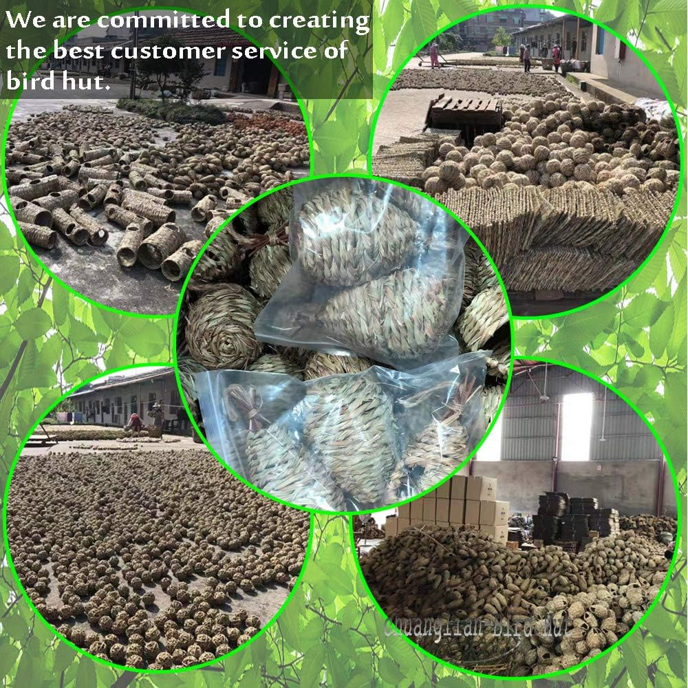 Hand-Woven Teardrop Shaped Eco-Friendly Birds Cages Nest Roosting,Grass Bird Hut,Hanging Bird House,Cozy Resting Place,100% Natural Fiber,Ideal for Birds - Provides Shelter from Cold Weather