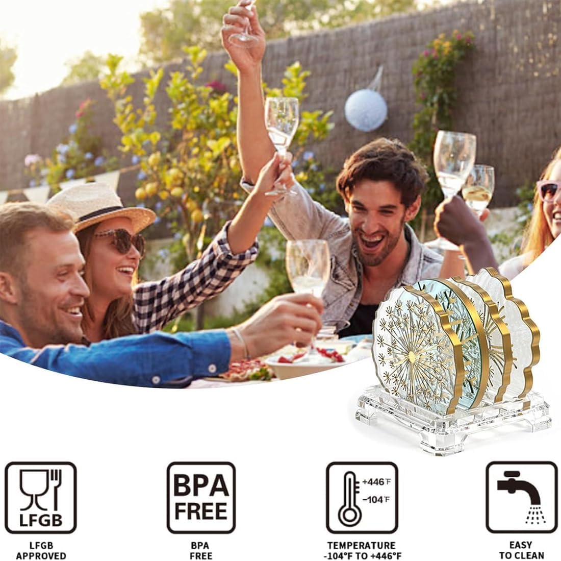 4PCS Coaster Resin Moulds Silicone Dandelion Snowflake Sakura Coaster Moulds with Holder Molds for Epoxy Resin DIY Art Craft Cup Mats image number 2