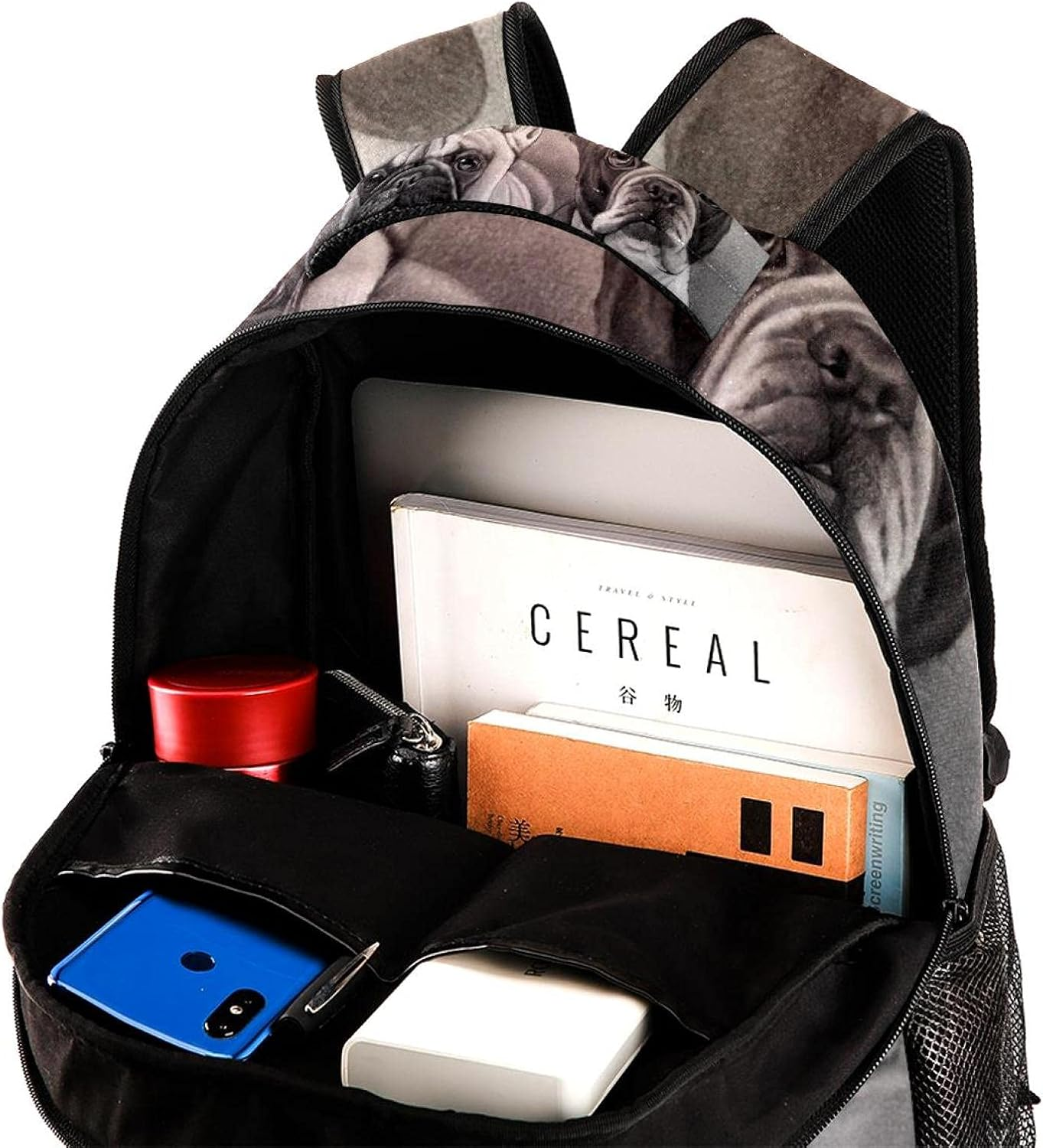 Cute Couple Bulldog Backpack Students Shoulder Bags Travel Bag College School Tote Backpacks image number 5