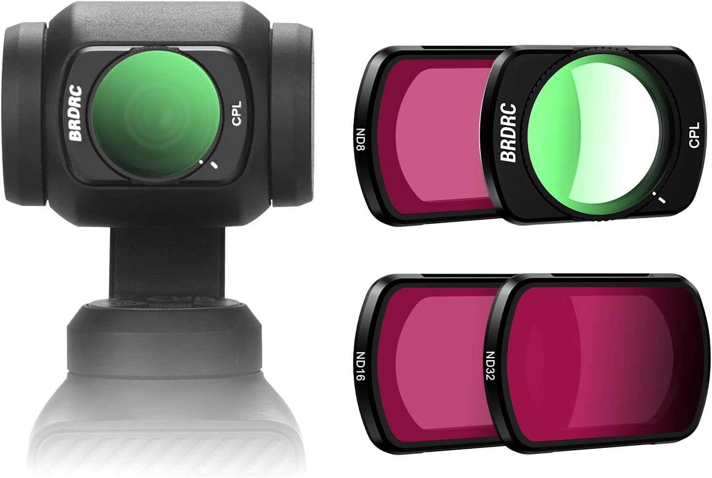 BRDRC Pocket 3 ND Filters Set, 6 Pack - CPL ND4 ND8 ND16 ND32 ND64 Lens Filter for DJI Osmo Pocket 3 Creator Combo Camera Accessories - Can Be Stacked