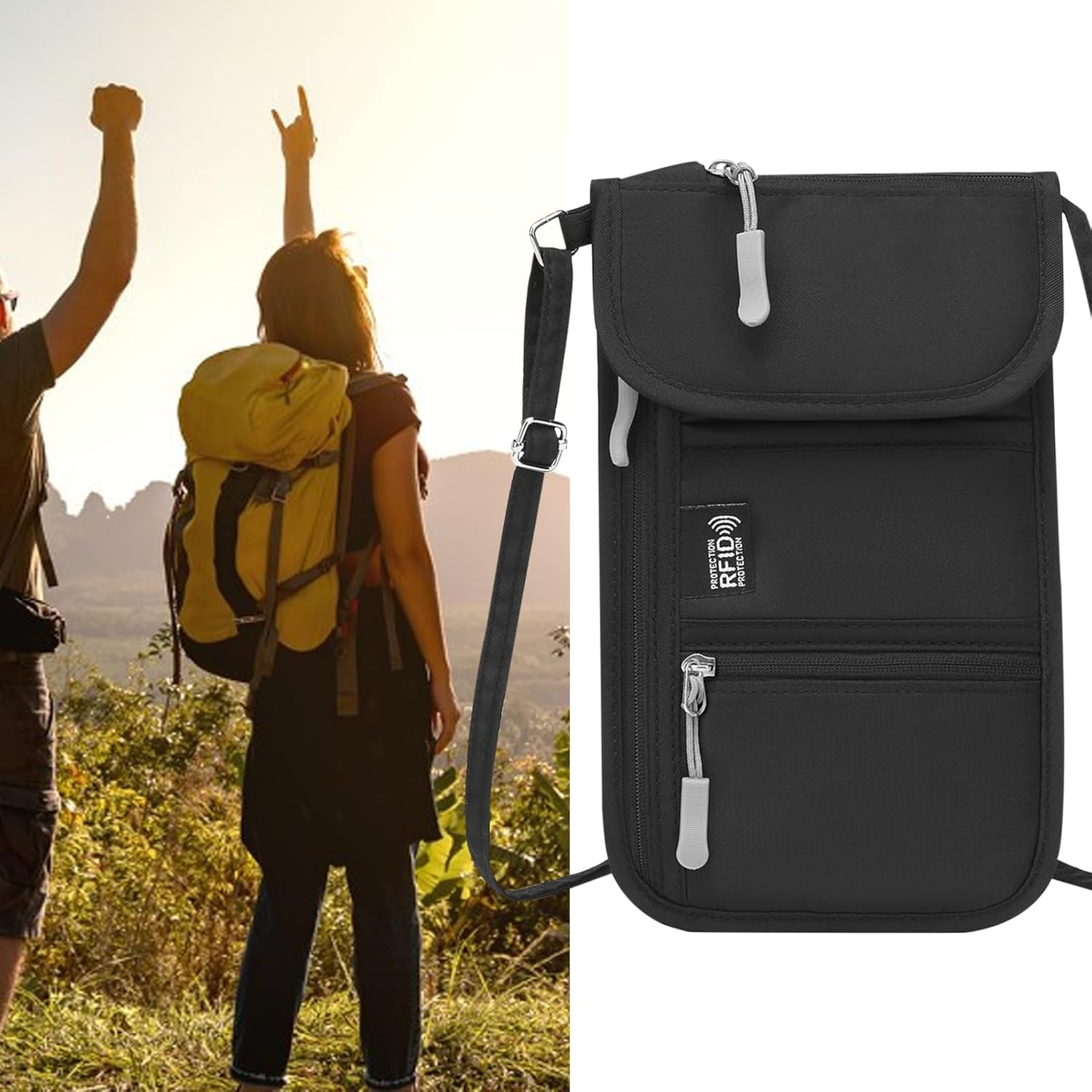 Generisch Passport Case, Travel Document Bag, Anti-Theft Document Holder with Card Slot for Smartphone Short Trip Holiday Fitness Camping Everyday Life image number 5