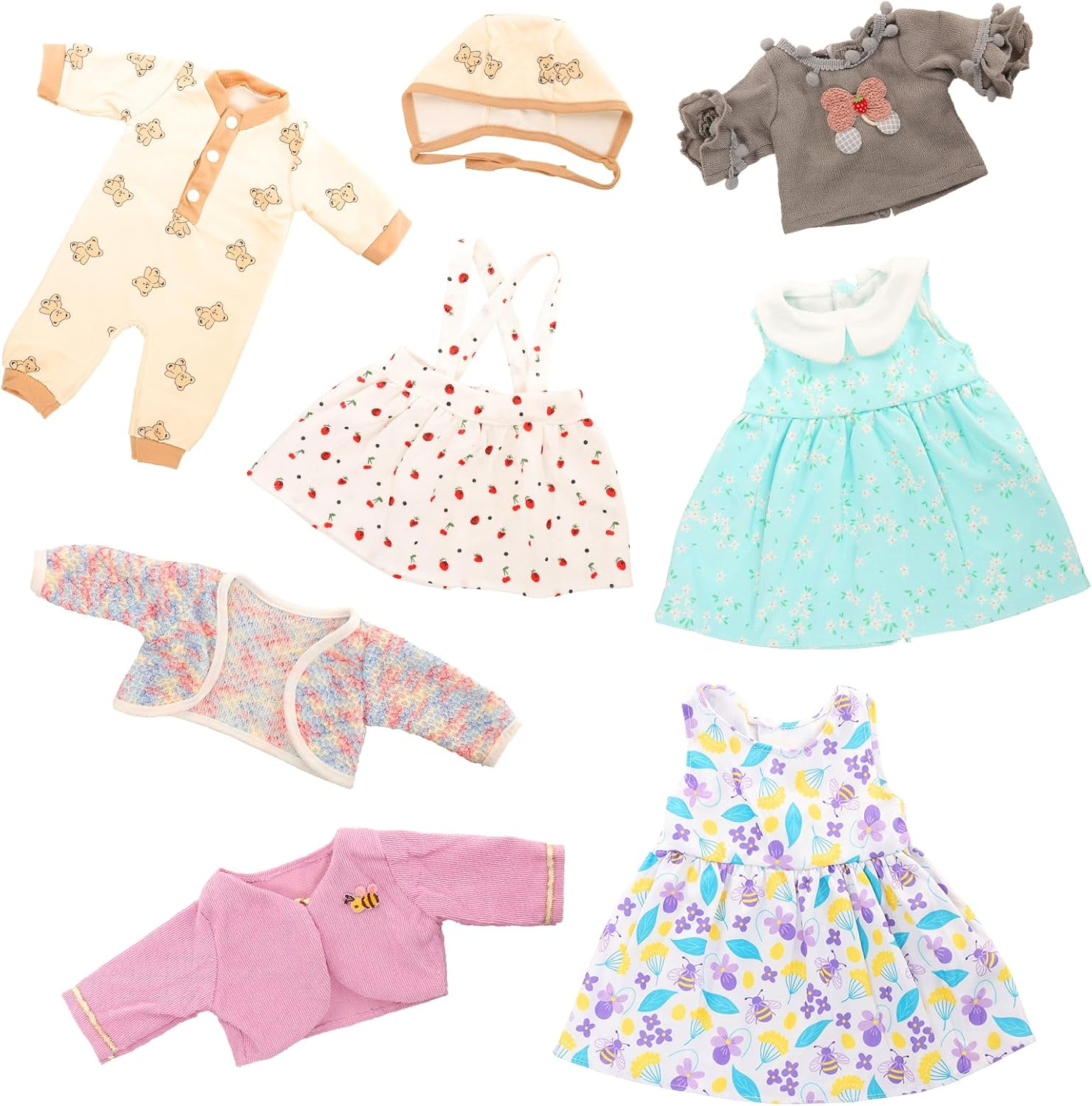 Barwa 4 Pcs Baby Doll Clothes 14-16 Inch Baby Doll Dresses Rompers for New Born Baby Dolls Handmade Baby Doll Clothing for Rebirth Baby Dolls(Doll NOT Include) image number 4