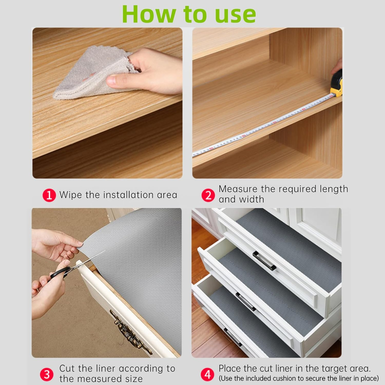 45Cm X 600Cm Cupboard Liners, Silver Grey Non Slip Mat, Kitchen Drawer Liner Waterproof, PVC Cupboard Mats, Drawer Lining for Shelf, Pantry, Cupboard, Caravan image number 3