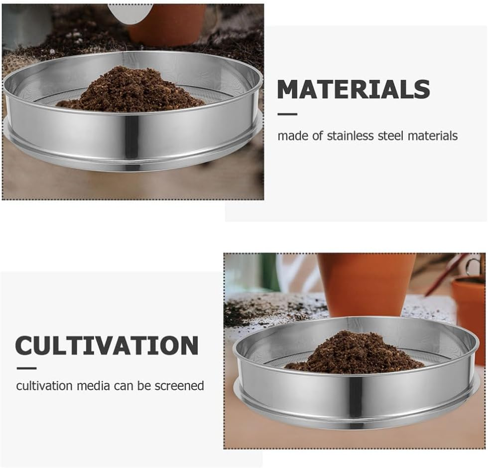 Milisten Garden Soil Sifter Stainless Steel Soil Sieve 10 Inch Handheld Strainer for Sifting Compost Potting and Removing Stones Twigs image number 3