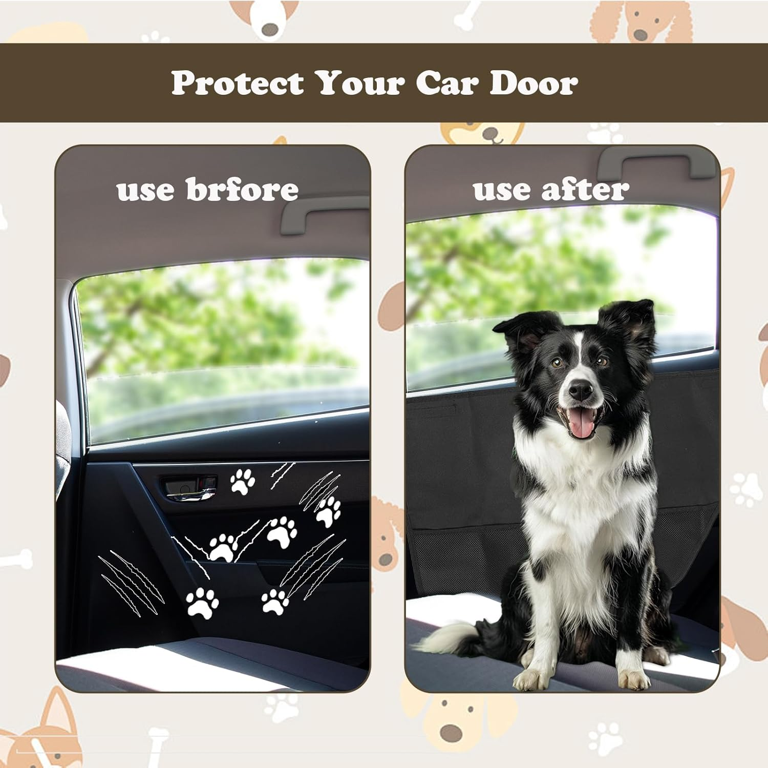 2 Pcs Car Door Protector Dog, Car Door Dog Protector, Oxford Cloth Waterproof Vehicle Pet Guard, Detachable Vehicle Interior Cover, Easy to Install, Stopping from Pet Scratching for Trucks Suvs image number 5