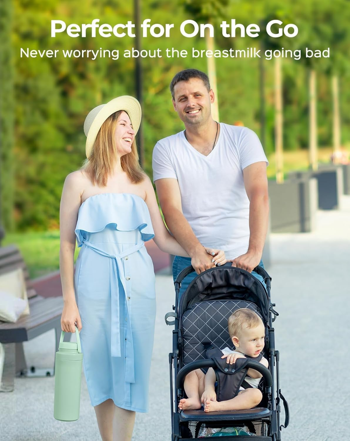 Portable Breast Milk Cooler for Outdoor,1500Ml Life Saver with 360&deg; Total Cooling for 24 Hours, Larger Capacity Travel Breastmilk Chiller with 2Pcs Baby Bottles for Breastmilk Storage, Green image number 6