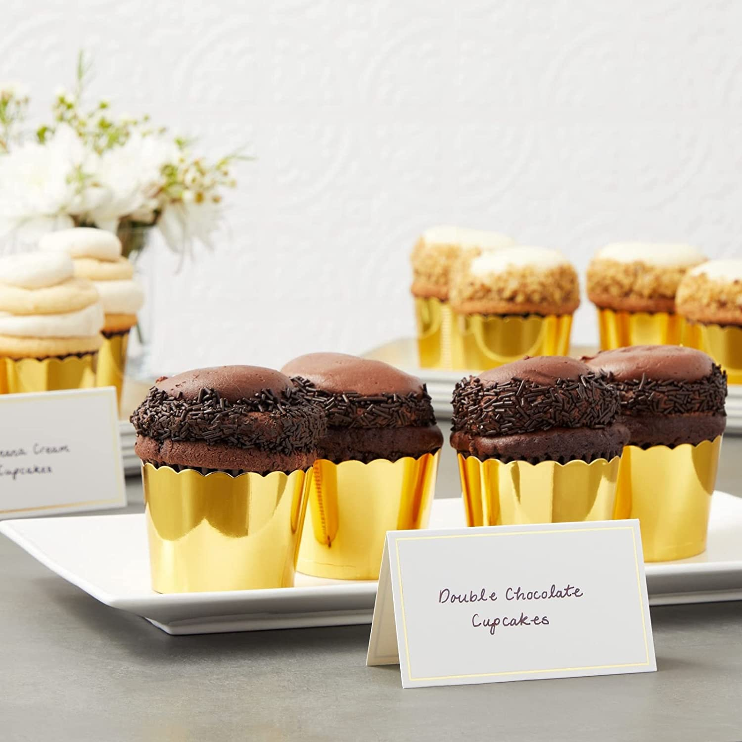 Pack of 100 Place Cards - Small Tent Cards with Gold Foil Border - Perfect for Weddings Banquets Events 2 X 3.5 Inches image number 6