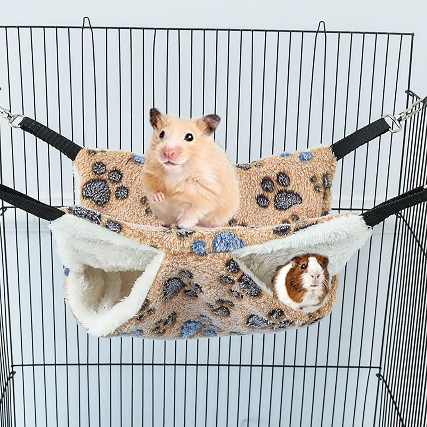 Lxcshljx 2Pcs Rat Hammocks for Cage, 2 Layer Ferret Rat Hammock, Pet Hammock for Cage Accessories, Guinea Pig Hammock, Hamster Bed Mat, Chinchilla Hanging House, Small Animal Beds for Playing Sleeping