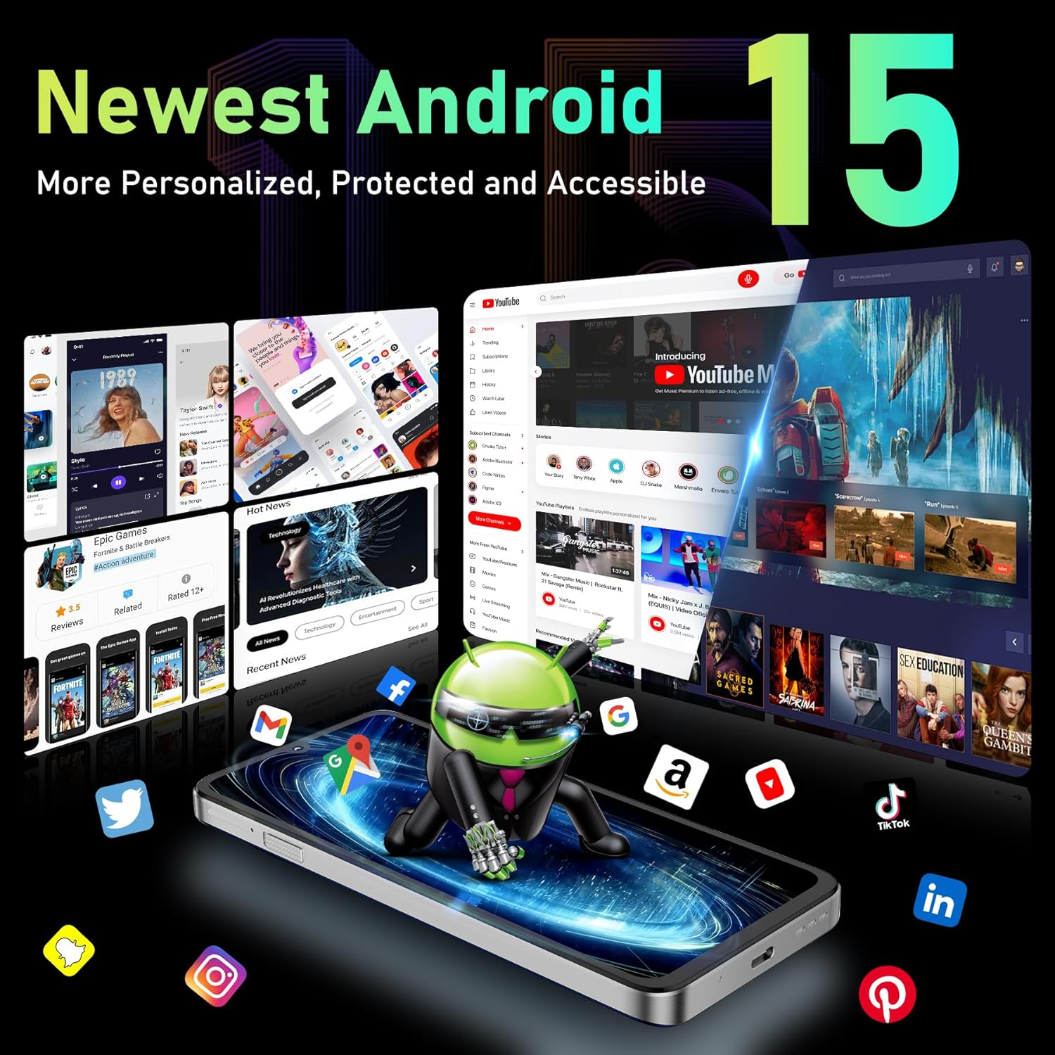 OUKITEL C59 Android 15 Smartphone without Contract, 10000 Mah Mobile Phone Cheap, 16GB + 128GB Mobile Phone without Contract, 6.88 Inch HD+ Simlock-Free Mobile Phones, 120LM Torch, 13MP + 5MP, Dual 4G image number 2