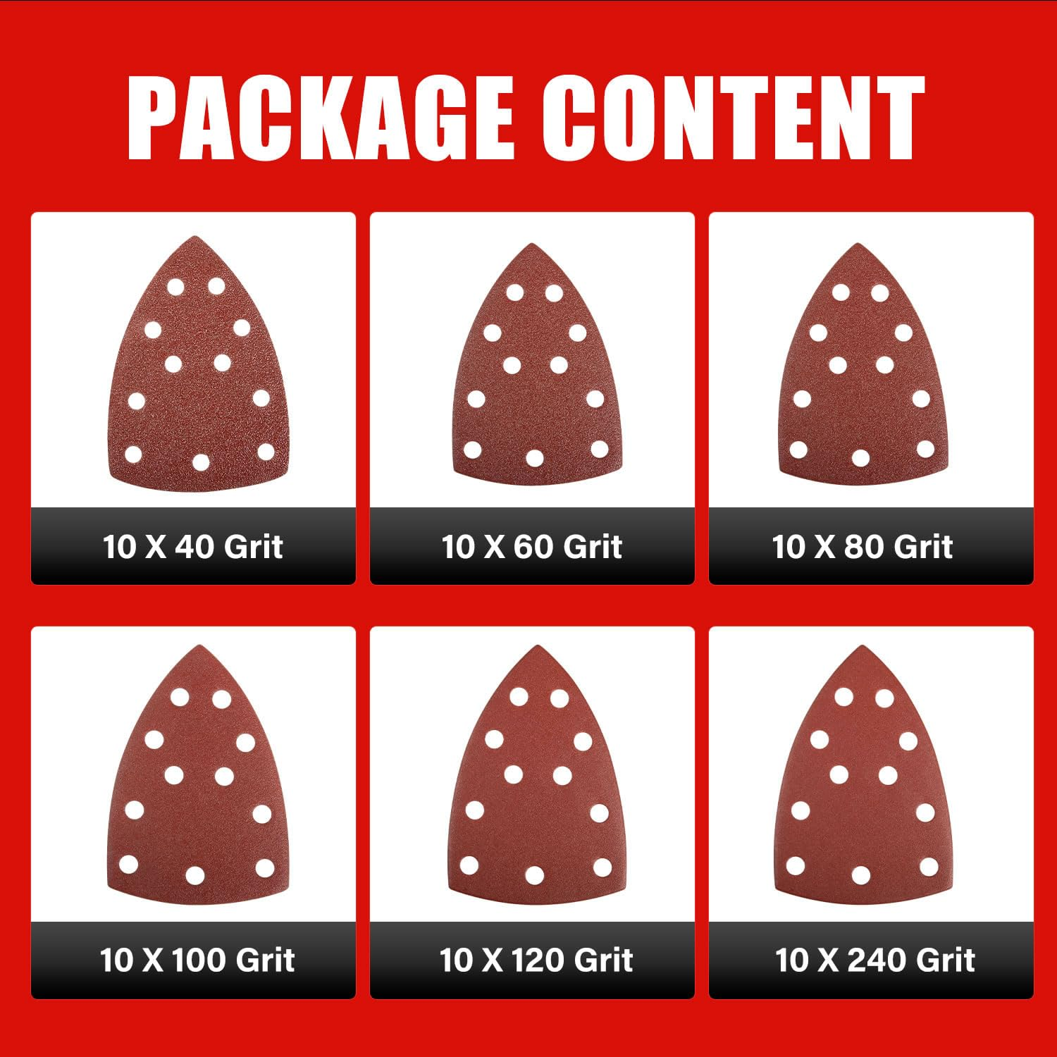 TOPEX Triangle Mouse Detail Sander Pads 102 * 148Mm Sanding Sheets Abrasive Sheet Hook&Loop Mixed Grits Coarse Accessories for TOPEX 3In1 Multi-Function Electric Sander (TX098) image number 6