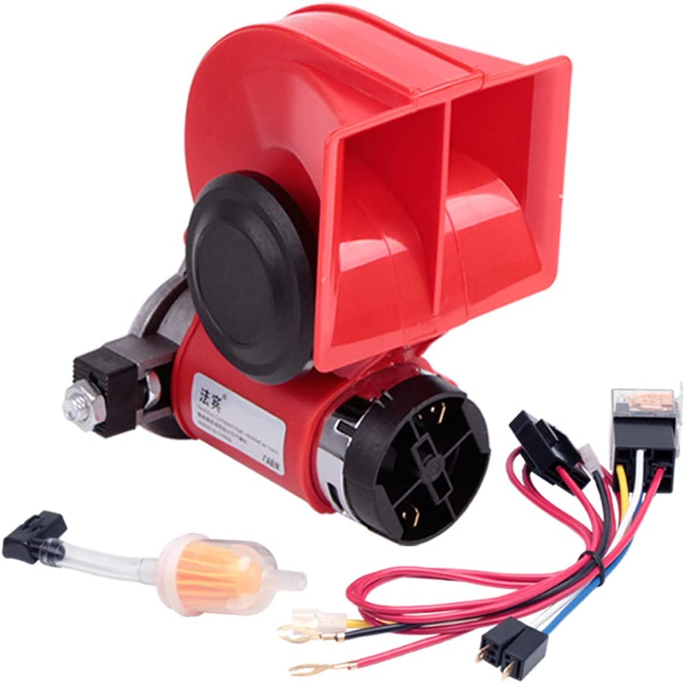 FARBIN Air Horn for Truck,Compact Electric Train Horn,Car Horn 12V 150Db Super Loud with Wiring Harness,For Any 12V Vehicles (Black Horn with Wiring Harness, 12V)