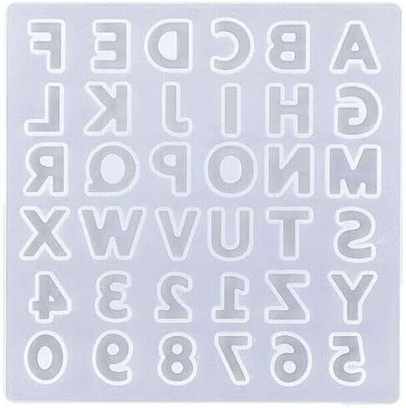 Alphabet Number Silicone Pendant Mold Necklace Resin Mould Casting Craft DIY Molds for Keychain House Number Jewelry Pendant (36 Cavity) image number 4