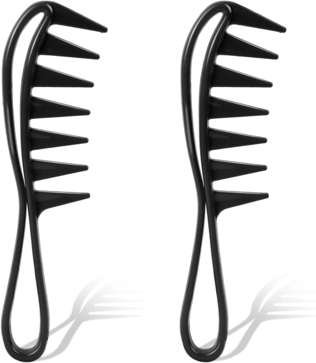 Pack of 2 Wide Tooth Combs, Black Curl Comb, Strands Comb, Wide Tooth Comb for Various Types of Hair, Hair Comb, Curling Comb for Home Salon, Hairdressing Comb