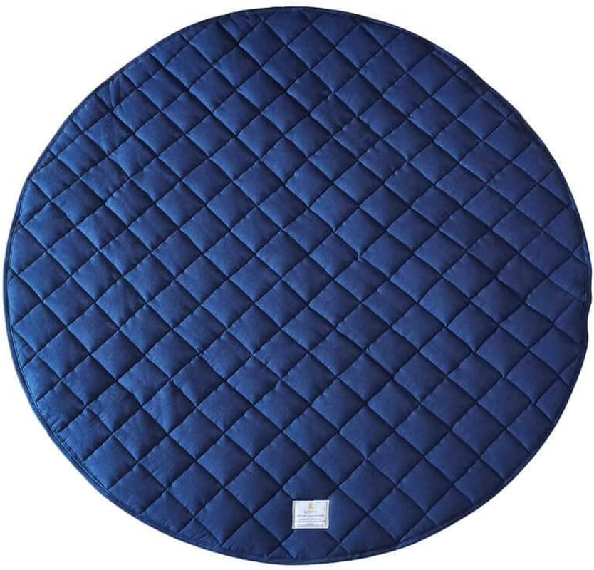 Ludere Baby Play Mat round | Premium 100% French Linen Playmat for Babies & Toddlers | Tummy Time Mat | Ultra-Soft, Non-Toxic, Hypoallergenic & Quilted Comfort | 120 Cm (Natural)