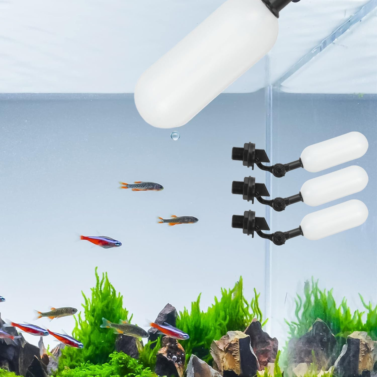 Xinghonyac 3 Pcs Float Valve Set, 1/2-Inch Water Supply Pipe Float Valve with Adjusting Arm Float Ball Valve for Swimming Pool, Aquarium, Automatic Waterer Bowl Tank Trough (Black) image number 1