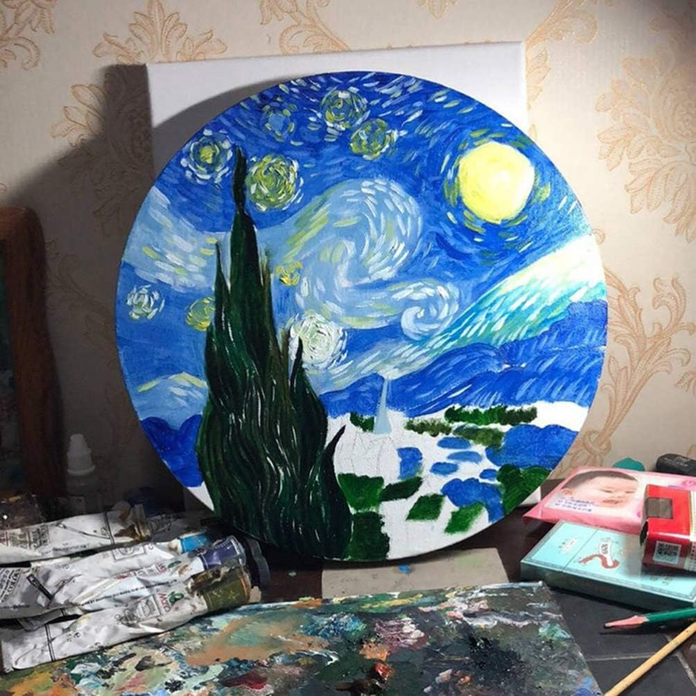 Didiseaon round Canvas for Painting: Pre-Stretched Circle Canvas Blank Frame 50Cm White Art Canvases Panels for Oil, Acrylic, Gouache, Crafts Drawing Painting DIY